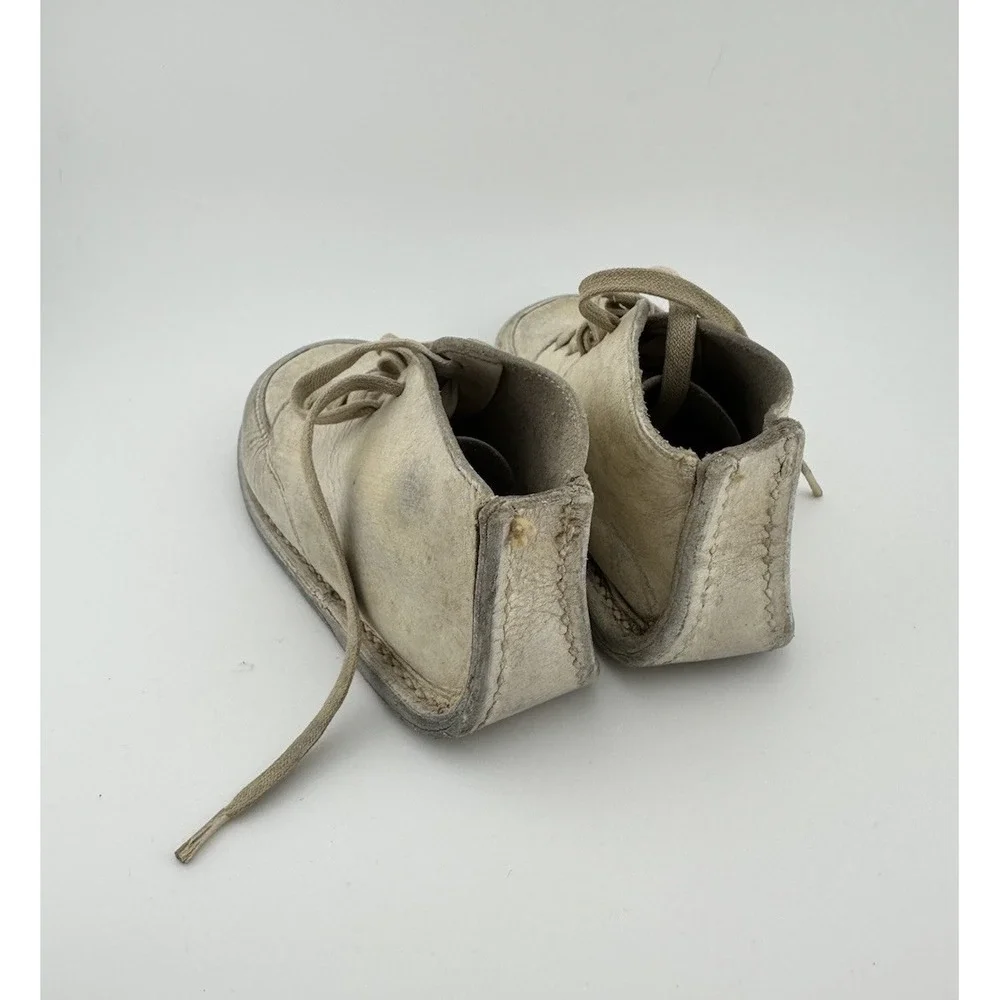 Vtg Baby Shoes Lot White Leather Infant First Walker Shoes 1920s–50s Tiny Titan+